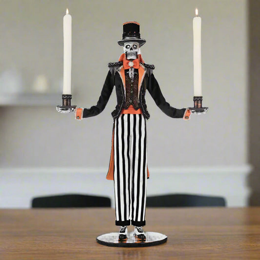 Macabre Skeleton Candelabra 22"