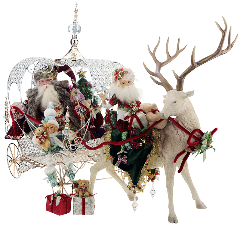 Santa w/Deer & Carriage 42"