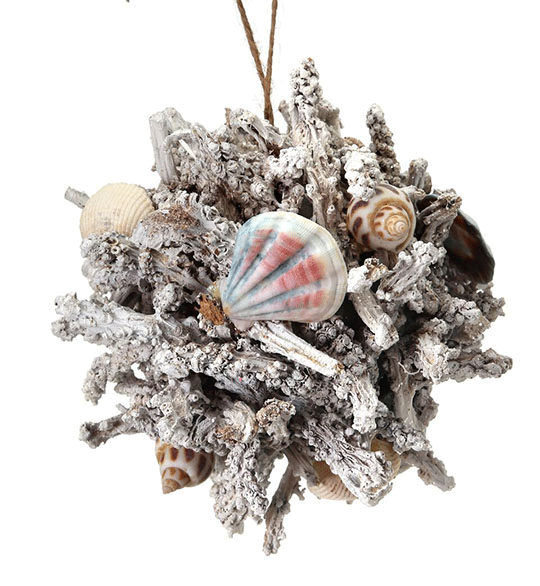 Coral Shell Ball Ornament 5.5"