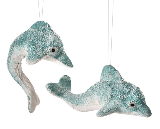 Dolphin Ornaments set of 2 7"