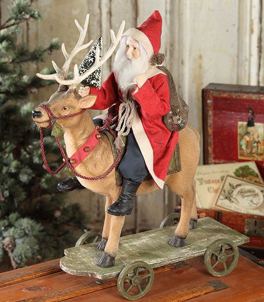 Santa Riding Reindeer 21"
