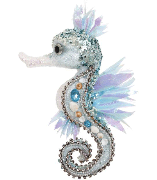 Beaded Seahorse Ornament 8"