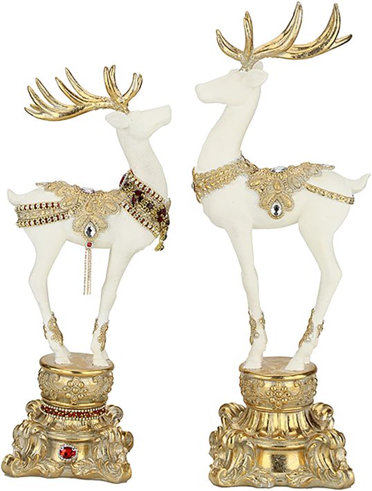 Jewelled Pedestal Deer 18" set of 2